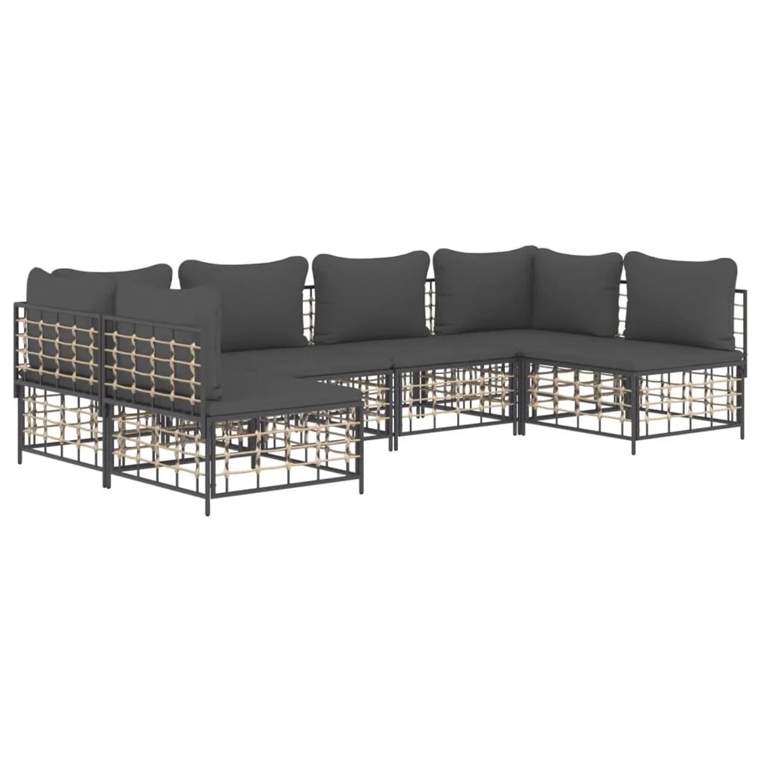 vidaXL 6-Tlg Garten-Lounge-Set mit Kissen Anthrazit Poly Rattan 3186787