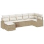 Beiges 7-teiliges Garten-Sofa-Set aus Poly Rattan von vidaXL. Modulares Lounge-Set mit Kissen für Garten oder Terrasse.