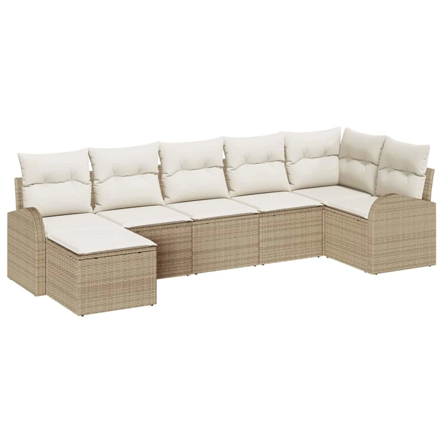 vidaXL Garten-Sofa-Set 7-Tlg Beige Poly Rattan 3354800 günstig online kaufen