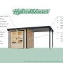 Karibu Gartenhaus Diego A, naturbelassen/graualuminium, mit Doppeltür und Trapezblechdach.