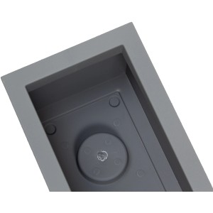 Grauer Ondis24 Balkonkasten Vulkan (25L) mit Wasserspeicher, Detailansicht.