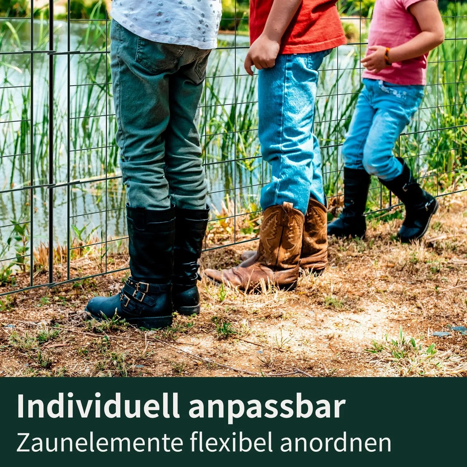 VERDOBA Teichzaun Gartenzaun Hundezaun Metall Gitterzaun aus Zaunelementen 10x Unterbogen Anthrazit_5