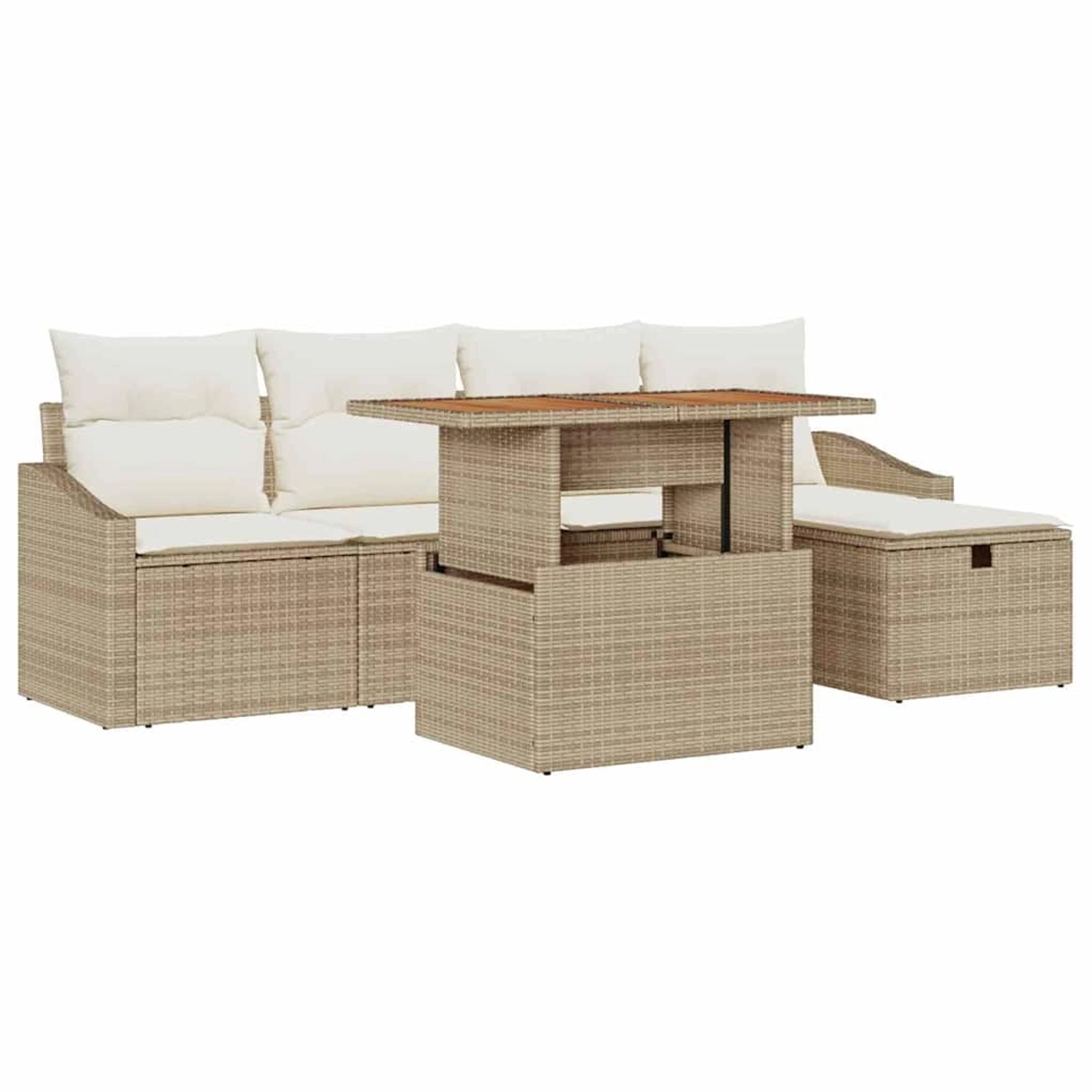 vidaXL 6-Teiliges Garten-Sofa-Set mit Kissen in Beige aus Poly Rattan 33613 günstig online kaufen