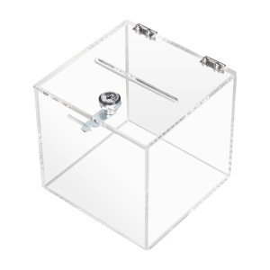 HMF 46919 Acryl Spendenbox Schloss 15 x 15 x 15 cm DIN A6 Transparent