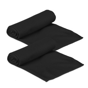 Relaxdays Kühlhandtuch 2er Pack Polyester Schwarz Kühlend 90 cm x 30 cm 40 g