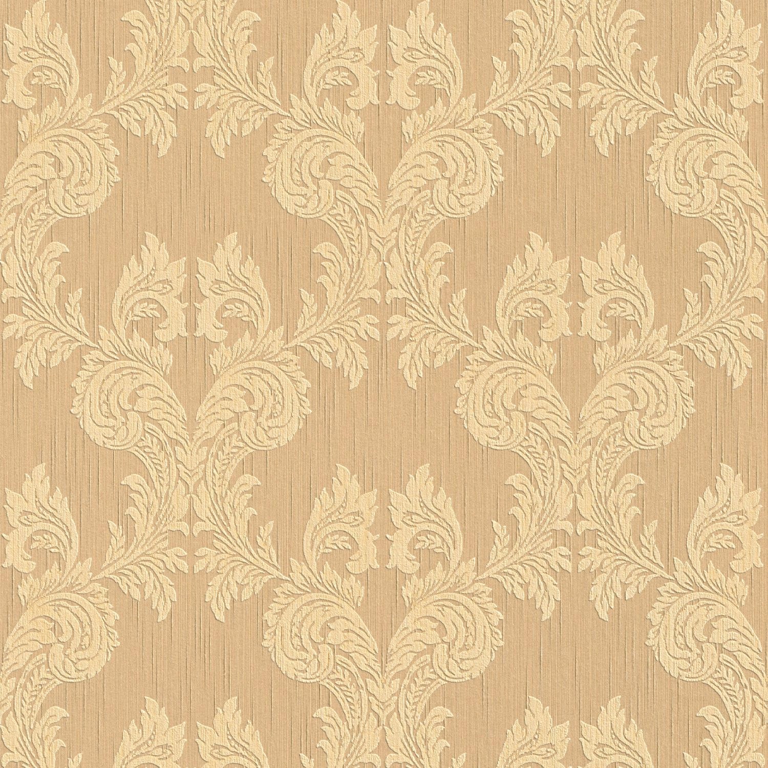 PROFHOME 956303-GU Textiloptik Tapete Barock Matt Orange Beige 0,53 m x 10,05 m 5,33 m2 Orange