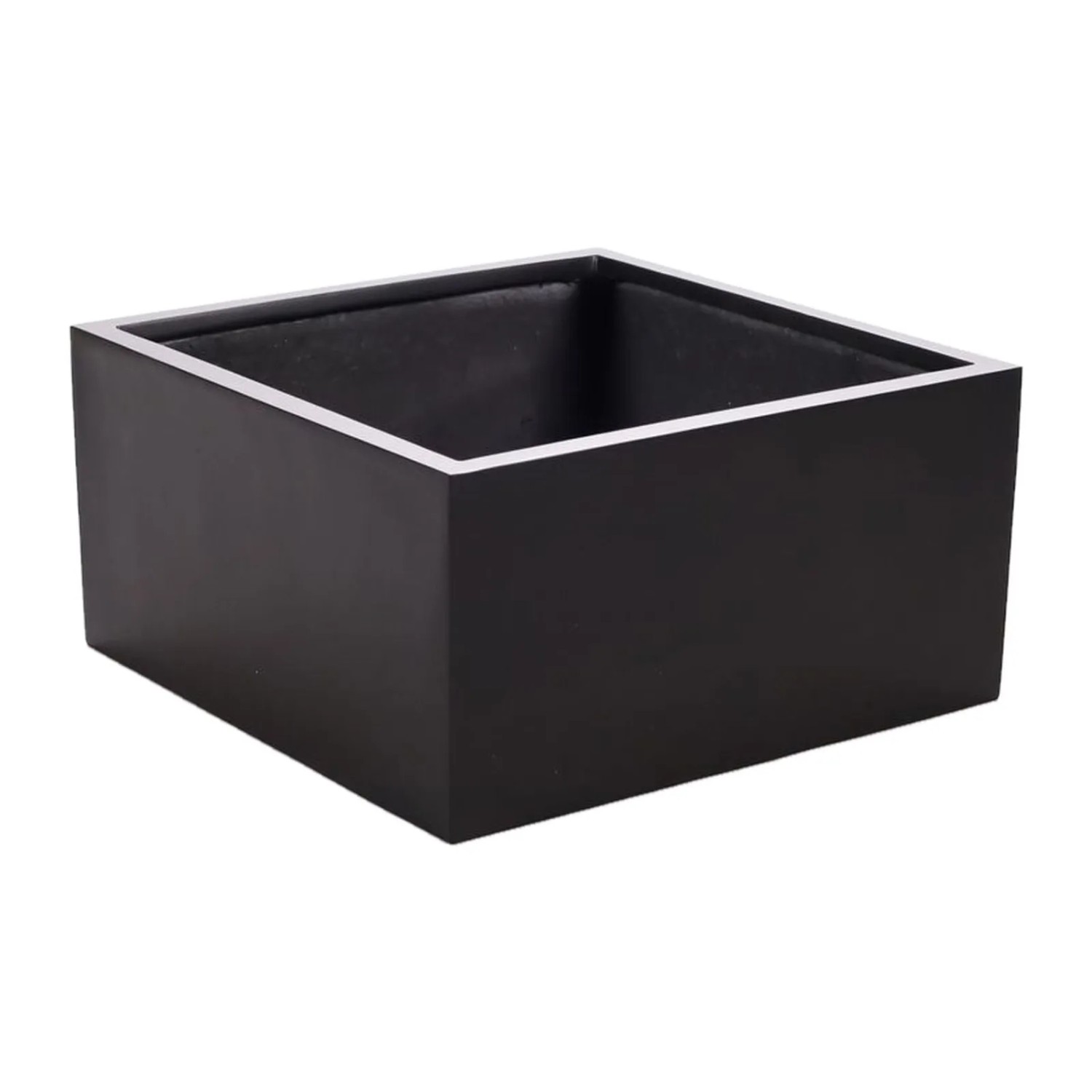 Elegant Einrichten Pflanzkübel Fiberglas Niedrige Quadratisch 50x50x20cm Schwarz-matt