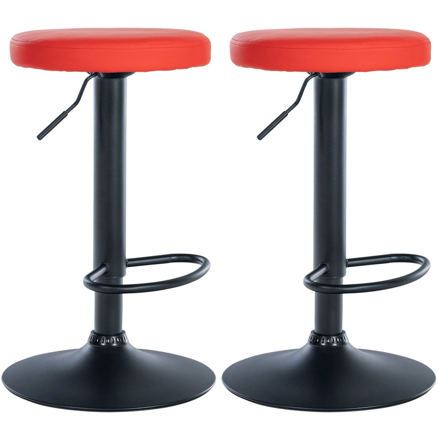 CLP 2er Set Barhocker Ponte Kunstleder Metall Matt Schwarz/Rot