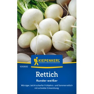 Kiepenkerl Rettich Runder weißer, Gemüsesamen für den Anbau im Garten oder Hochbeet.