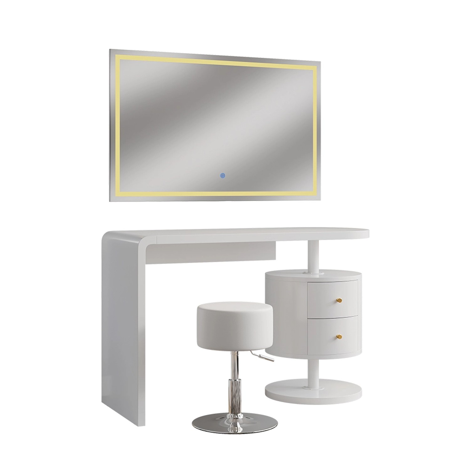 Vicco Schminktisch Lara Weiß 120 cm mit LED-Spiegel und Hocker günstig online kaufen
