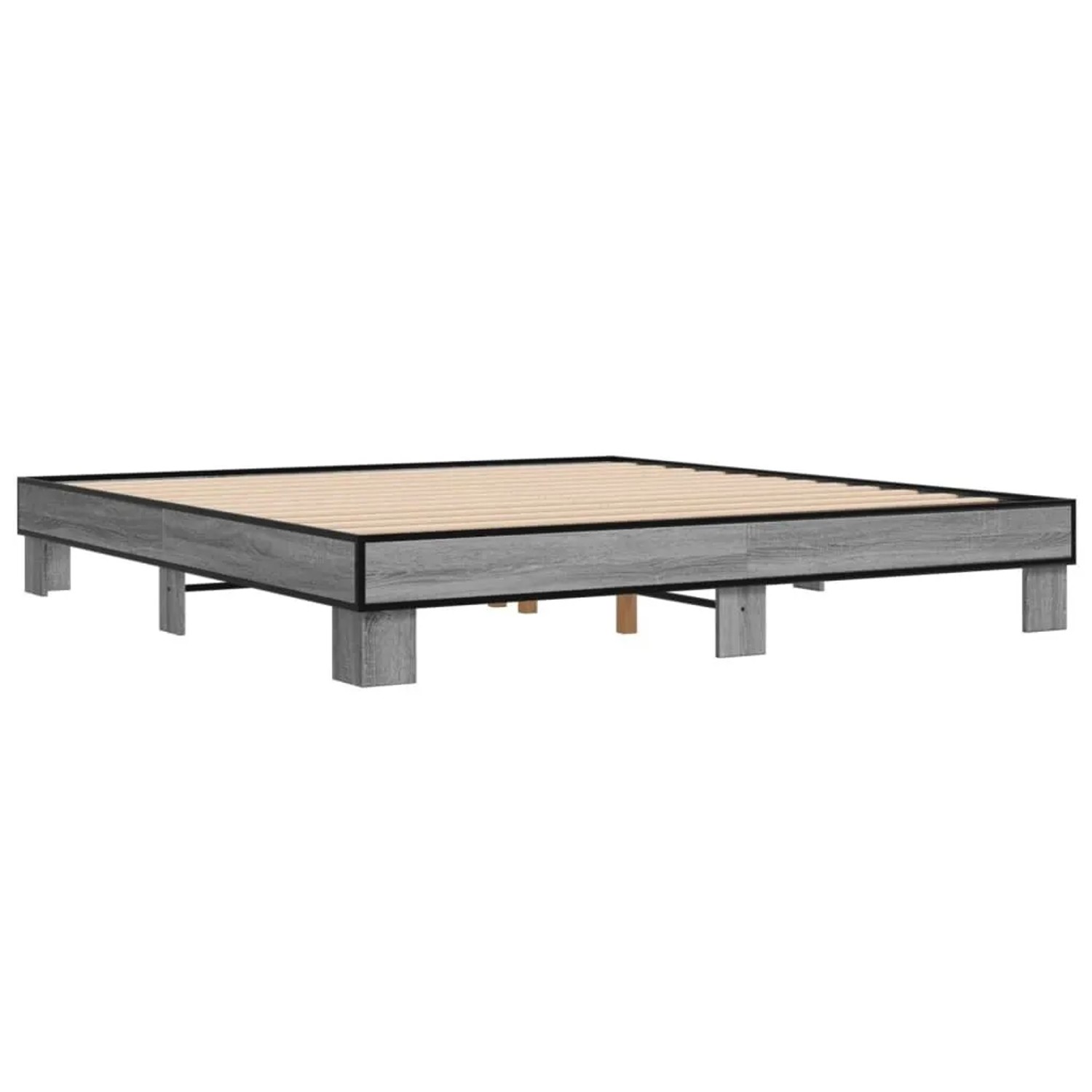 vidaXL Bettgestell Grau Sonoma 200x200 cm Holzwerkstoff und Metall 3280220 günstig online kaufen