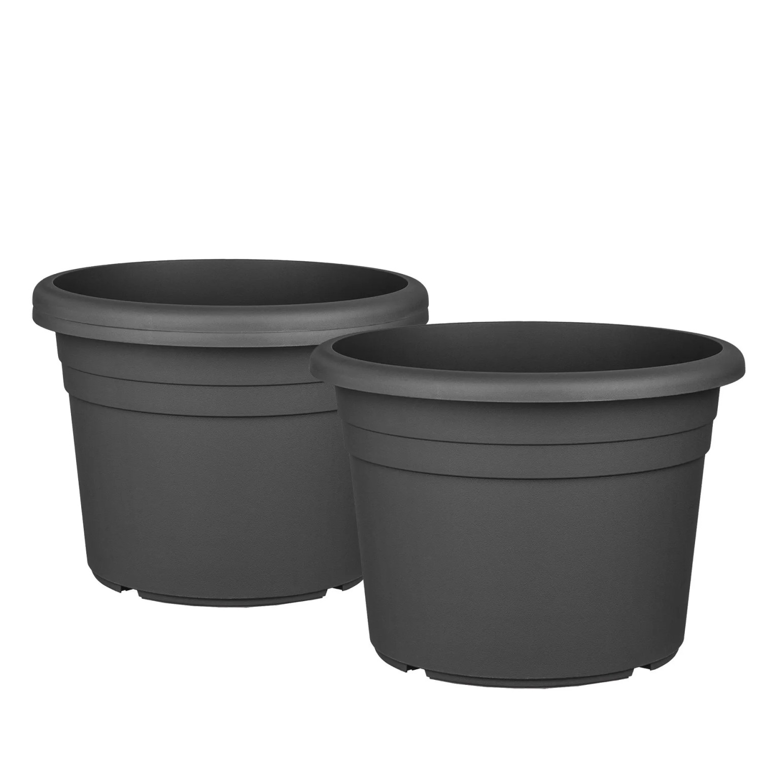 BigDean 3X Blumentopf Ø 30 cm Farbe Anthrazit Kunststoff Pflanztopf Containertopf Übertopf Pflanzkübel Rund 30 x 21 cm