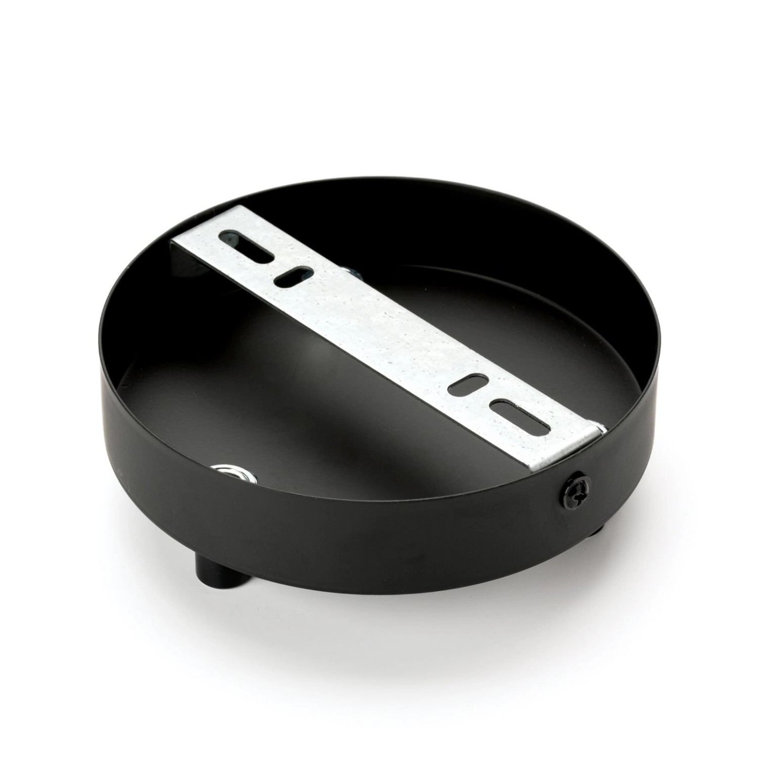 Schwarzer Orion Lightstyle Deckenbaldachin mit 3 Auslässen, Ø 120 mm für Lampen & Leuchten.