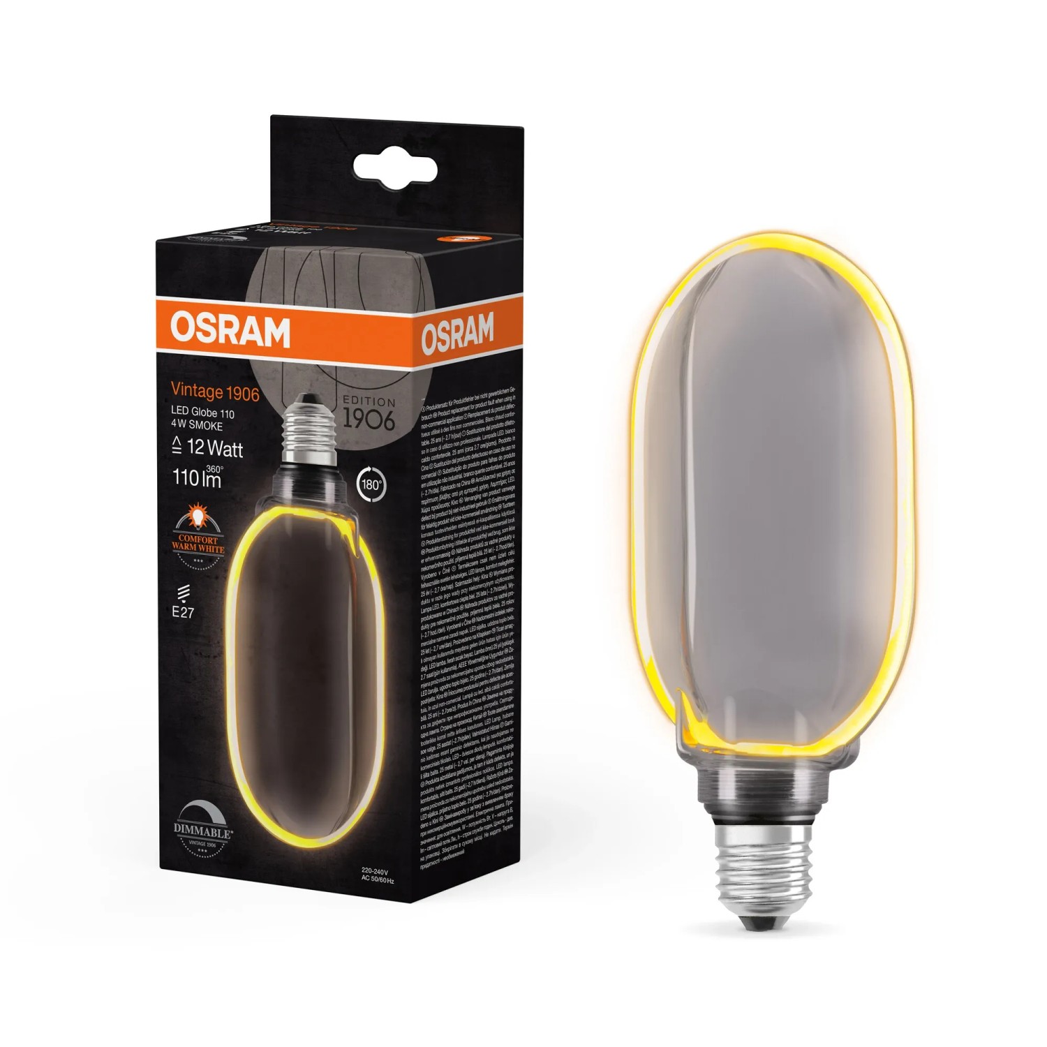 Osram LED-Lampe E27 Globeform G100 O 4 W 1.800 K 18,9 cm x Ø 10 cm