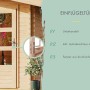 Detailansicht der Tür vom Karibu Holz-Gartenhaus Skanderborg Natur, unbehandelt mit Zylinderschloss.