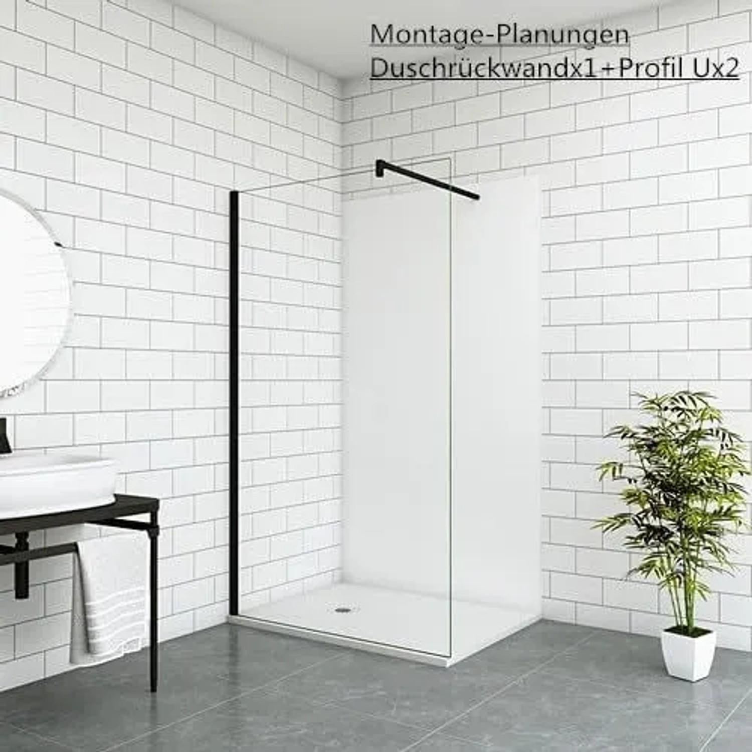 Matte weiße Duschrückwand aus Aluverbundplatte in moderner Duschkabine. Ideal als Fliesenersatz für Badezimmer.