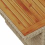 Detailansicht der vidaXL Garten Essgruppe mit Tischplatte aus Akazienholz und Rattan-Optik in Beige und Creme.