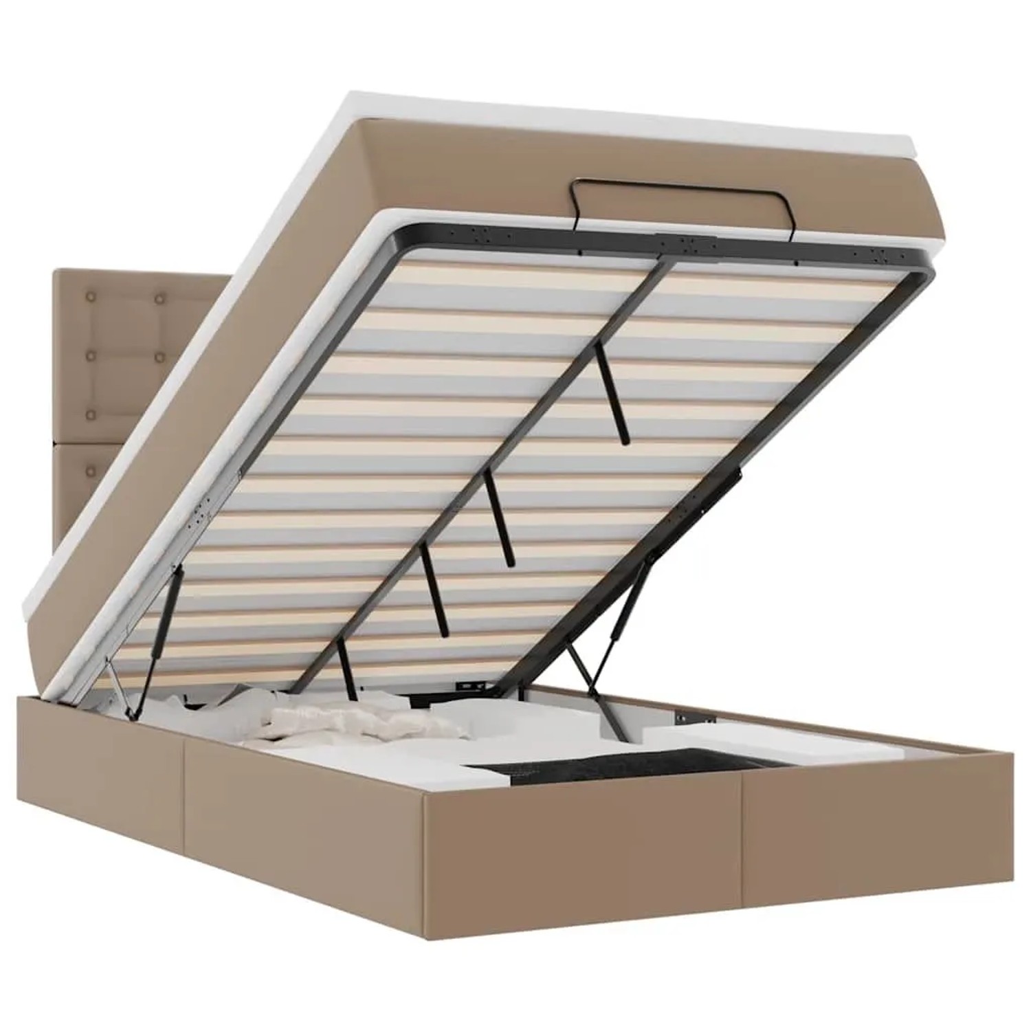 vidaXL Ottoman-Bett mit Matratze Cappuccino-Braun 120x200cm Kunstleder 3313000