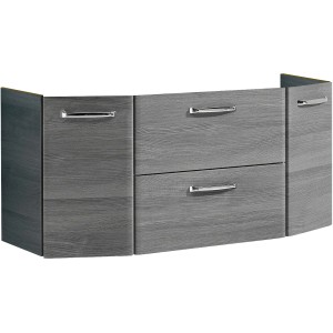 Pelipal Quickset 328 Badmöbel-Unterschrank in Graphit mit Schubladen und Tür.