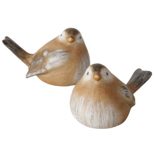 Boltze Deko-Figur Freddie, 2-fach sortiert, braune Keramikvögel für die Herbstdeko.