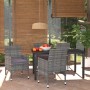 Graue 5-tlg. vidaXL Garten-Essgruppe aus Rattan mit Tisch und Stühlen mit Kissen.