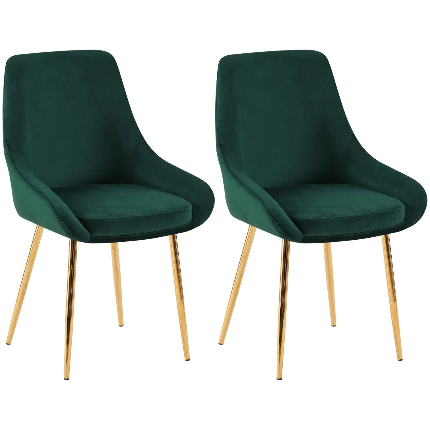DELUKE 2er Set Esszimmerstuhl PUNAR Samt Grünfarbig 50x53x86cm Gold Essstühle Esszimmerstühle Küchenstühle Wohnzimmerstühle