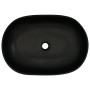 vidaXL Aufsatzwaschbecken schwarz, oval, Keramik, 59x40 cm. Handgefertigt für modernes Badezimmerdesign.