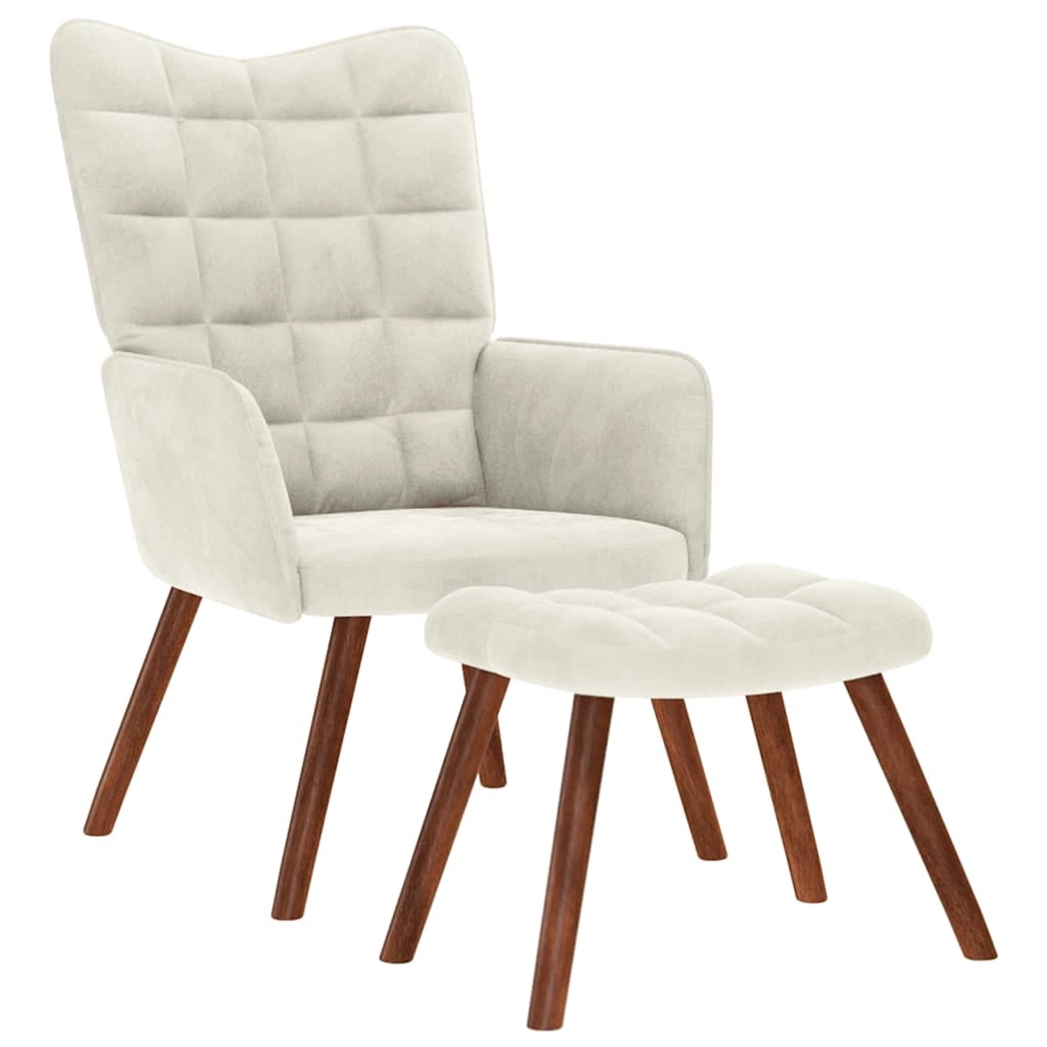 vidaXL Relaxsessel mit Hocker Creme Samt 4016830