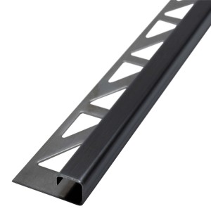 Dalsys Fliesenschiene, Edelstahl schwarz, quadratisches Eckprofil, 2,5m x 8mm.