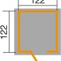 Grundriss Weka Kinderspielhaus Tabaluga Drachenhöhle Natur, 122x122 cm Sockelmaß.