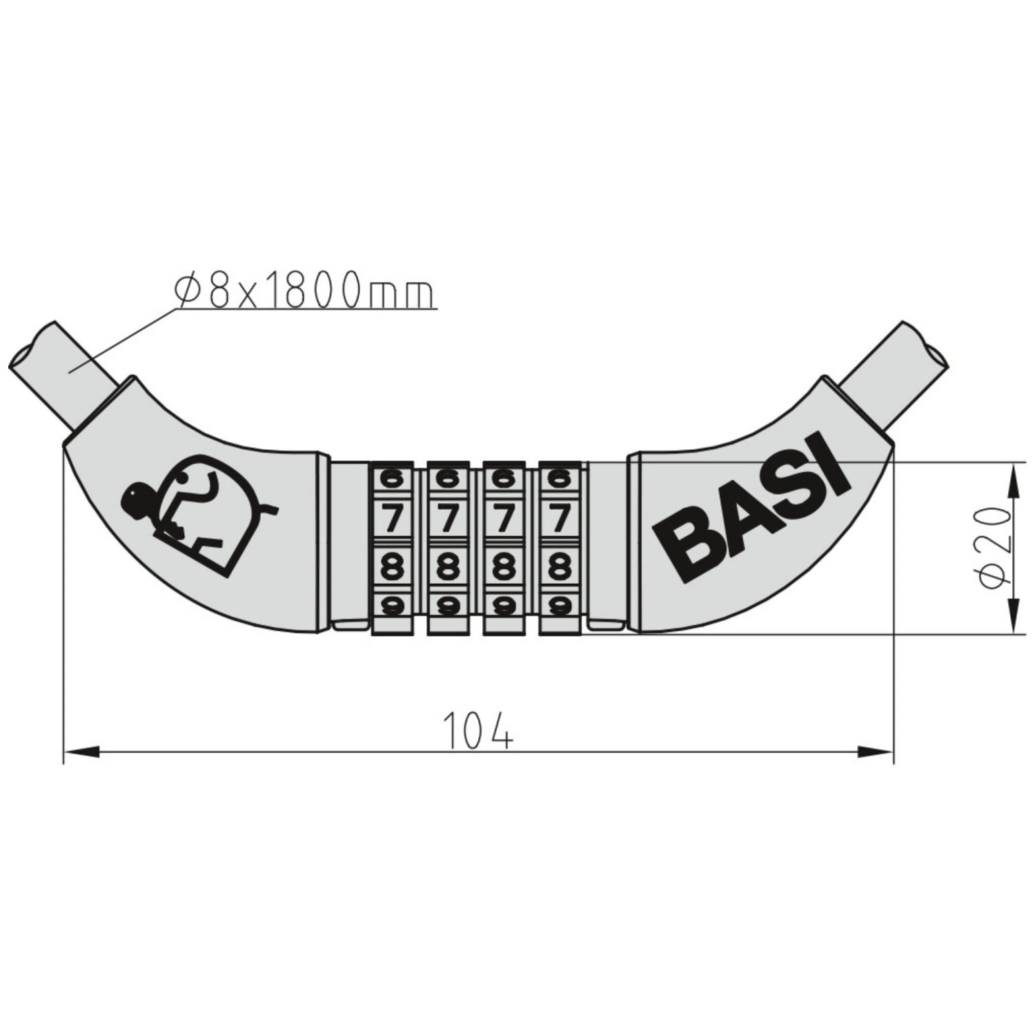 Basi - Zweirad-Spiralschloss - ZR 303 - Spiralkabel - 6990-0303