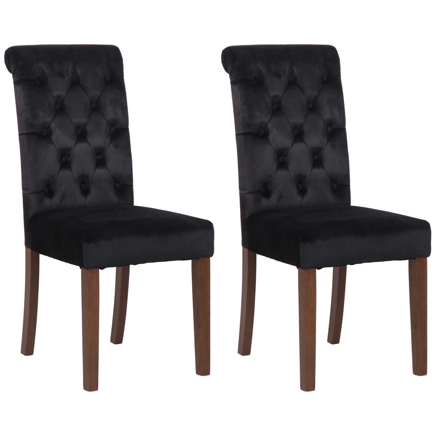 DELUKE 2er Set Esszimmerstühle WALES Samt 98x45x63cm Schwarz Holz Gestell Stühle Esszimmerstühle Esstisch Küchenstuhl