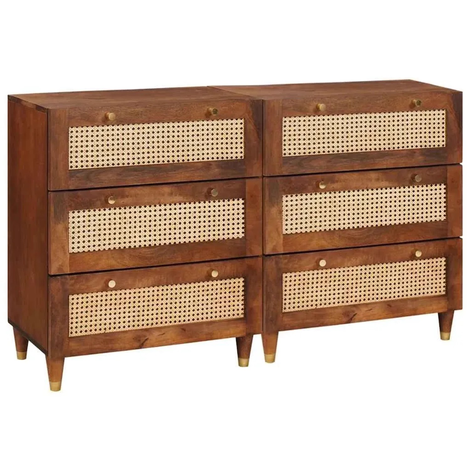 vidaXL Sideboard Set 2 Stk Braun 60 x 33,5 x 75 cm Massivholz Mango 3310169