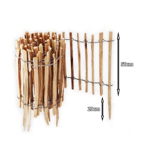 5m Aquagart Staketenzaun, 50cm hoch, aus Haselnussholz, Lattenabstand 4-6cm, Rollboarder Gartenzaun