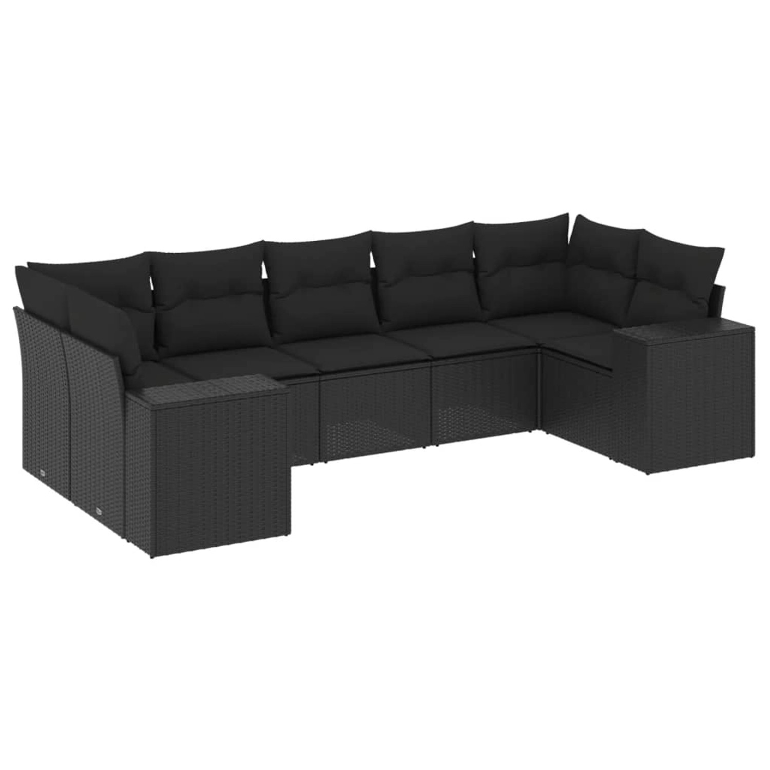 vidaXL 7-Tlg Garten-Sofagarnitur mit Kissen Schwarz Poly Rattan 3222984 günstig online kaufen