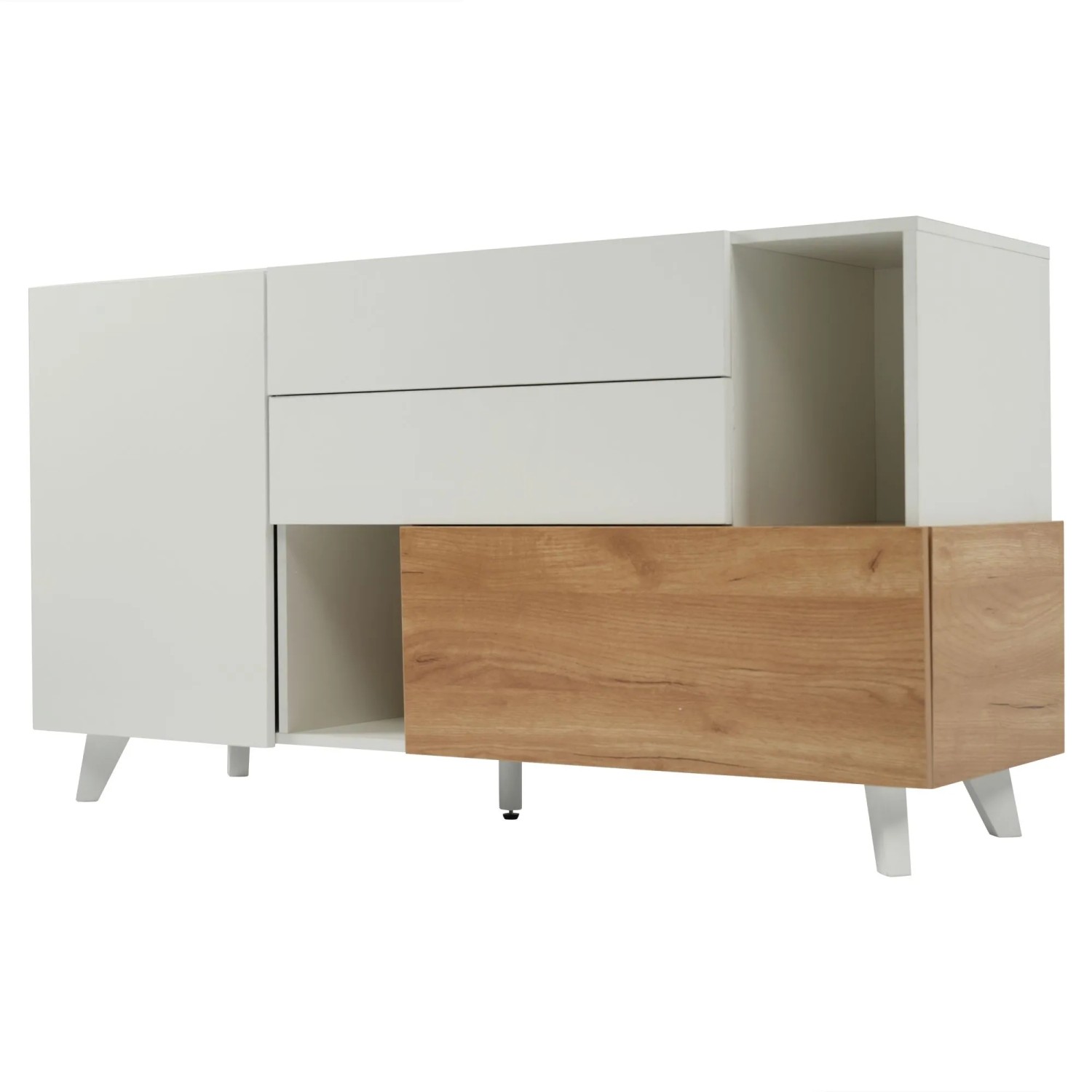 okwish Sideboard mit Stauraum Wohnzimmer Esszimmer 130x40x70cm Weiß