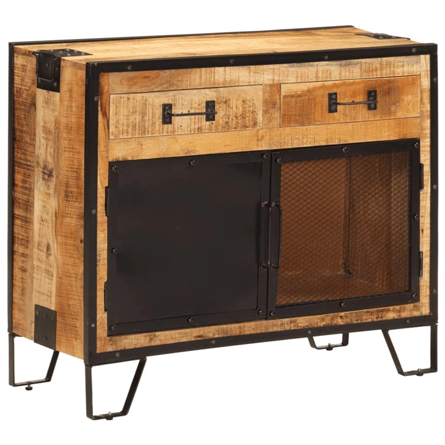 vidaXL Sideboard 80x31x66 cm Massives Raues Mangoholz und Metall 355843 günstig online kaufen
