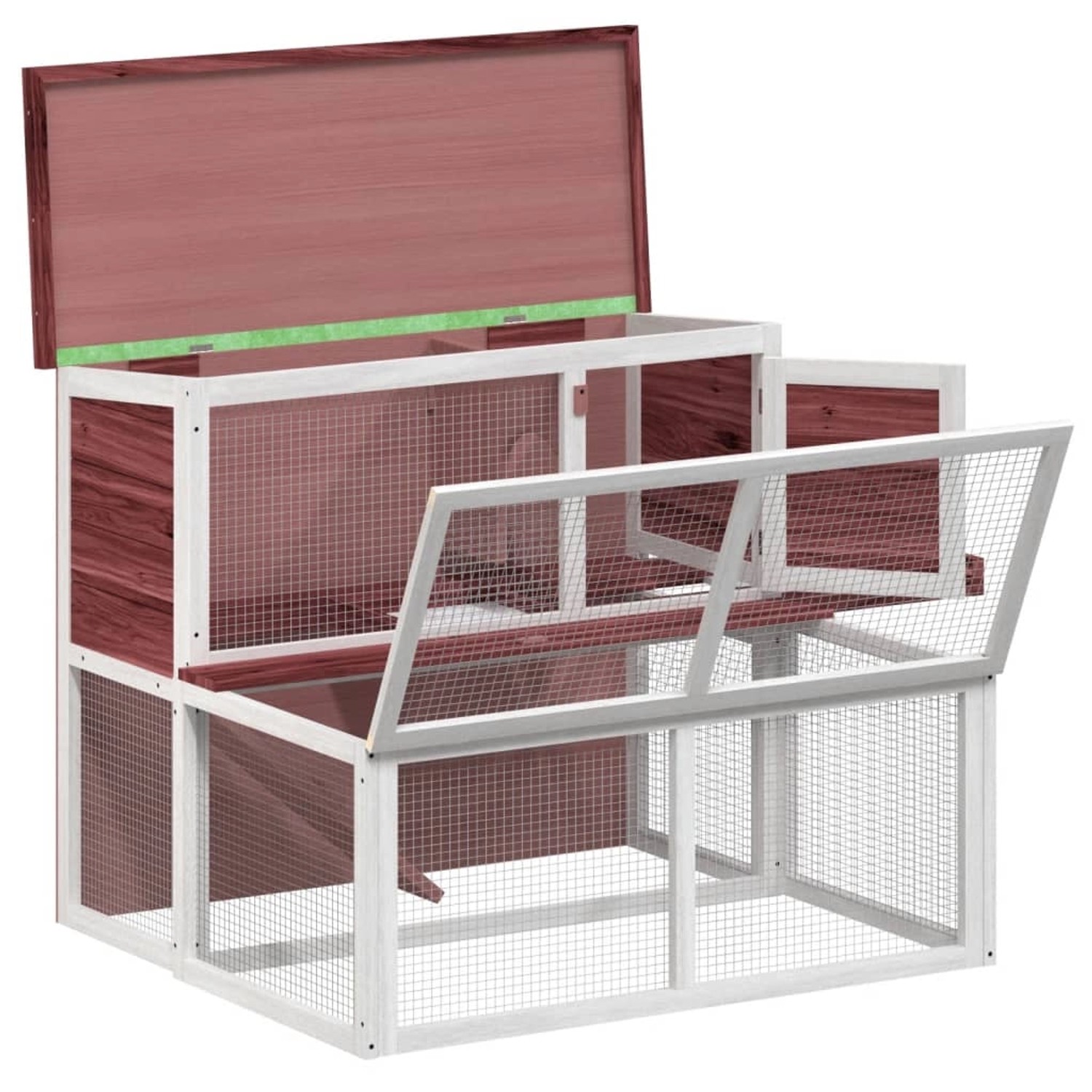 vidaXL Kaninchenstall Mokka aus Kiefernholz, 102x90x84,5 cm, mit Freilaufgehege und Schlafbereich.