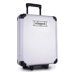 Scheppach Aluminium Werkzeugkoffer WZT187 mit Trolleyfunktion und Rädern. Robustes 187-teiliges Werkzeug-Set für mobilen Einsatz.