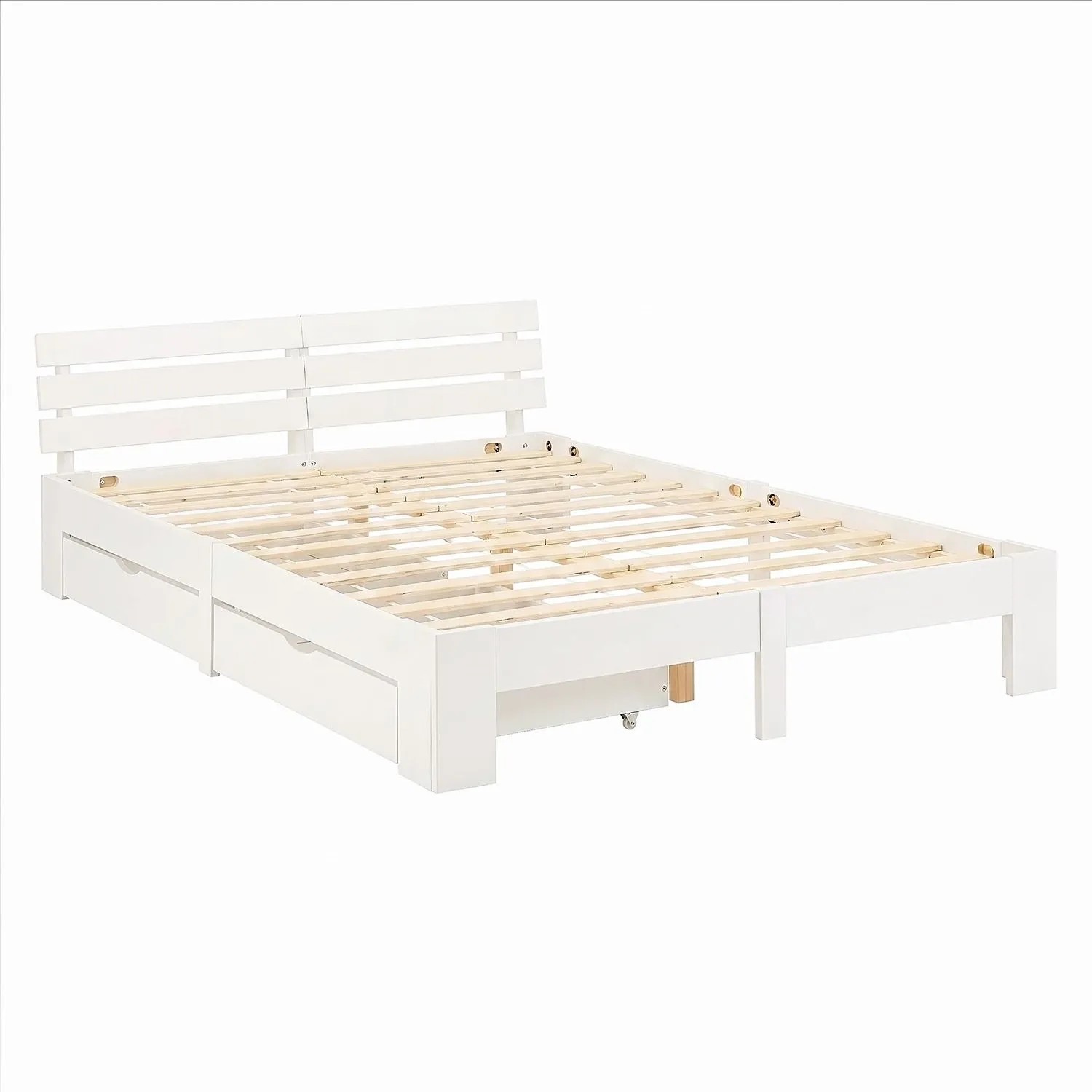 Homestyle4u Holzbett 180x200 cm mit 2 Federkernmatratzen und 2 Bettkästen Doppelbett 3334