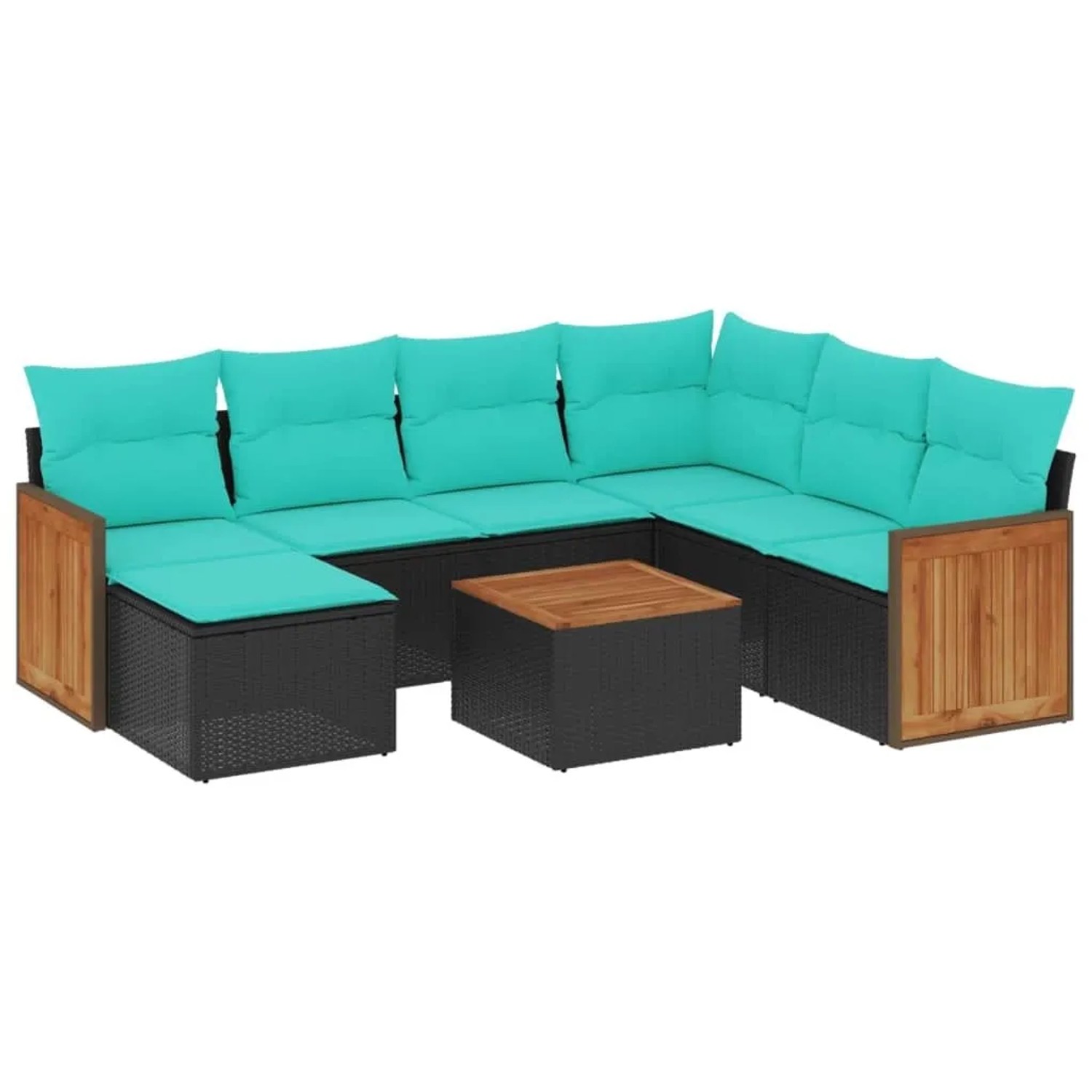 vidaXL 8-Tlg Gartensofa-Set mit Kissen Schwarz Polyrattan 3227891 günstig online kaufen