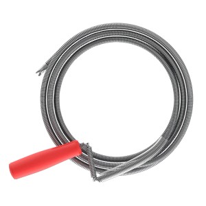 Kirchhoff Rohrreinigungsspirale aus Edelstahl, 9 mm x 10 m, mit rotem Griff.