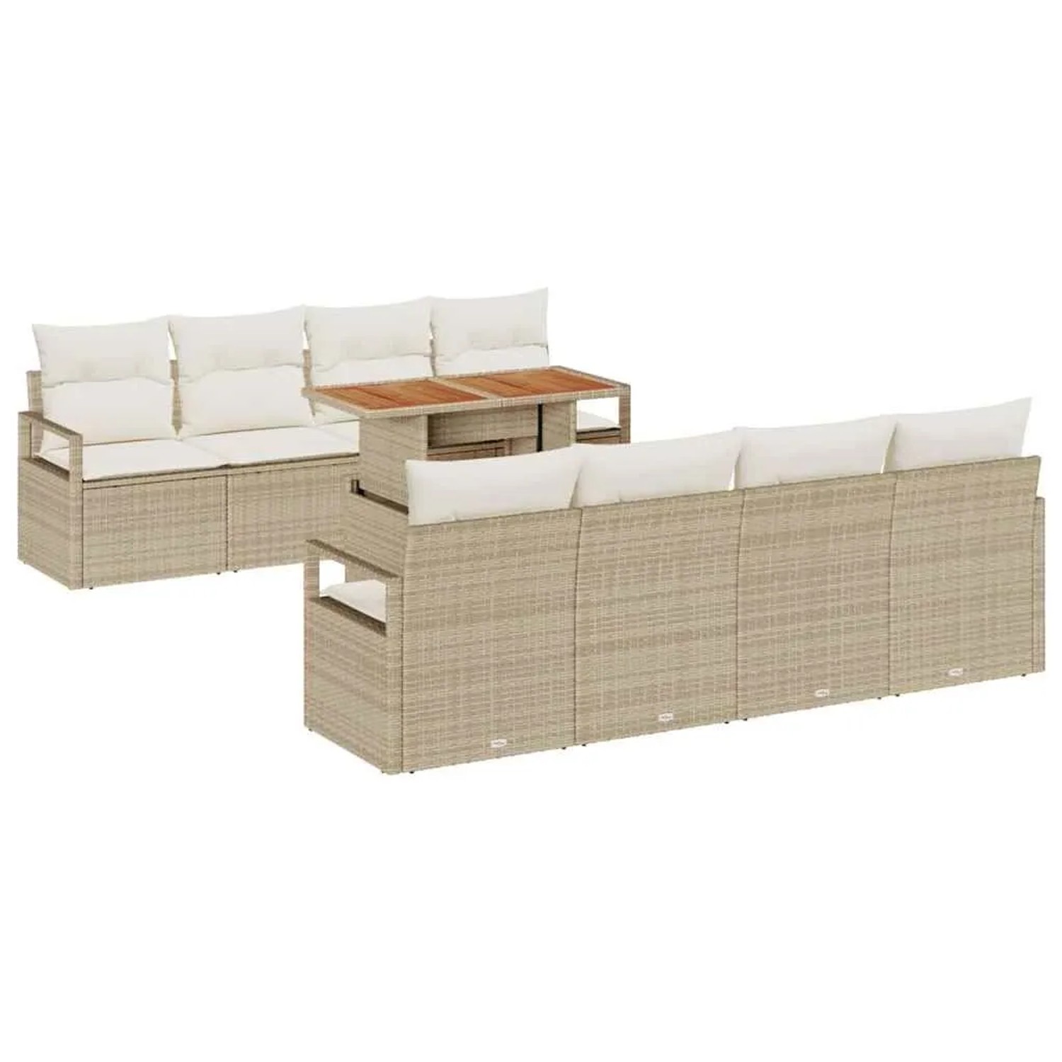 vidaXL Garten-Sofa-Set mit Kissen 9-Tlg Beige und Creme 3349686
