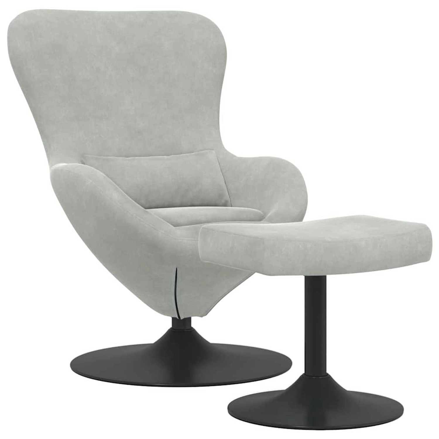 vidaXL Eierstuhl mit Fußhocker Hellgrau 63 x 73 x 90 cm Samt 42002744 günstig online kaufen