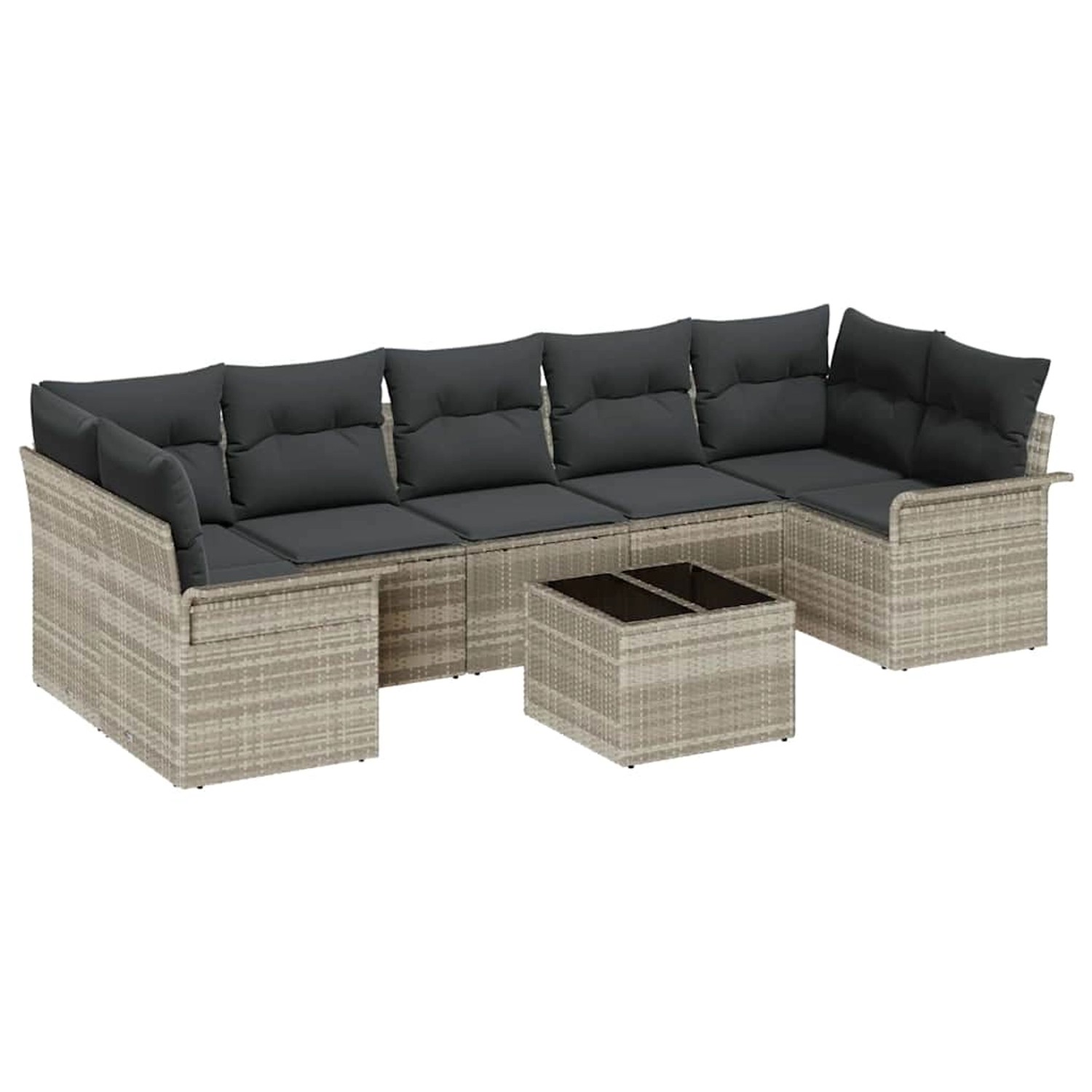vidaXL 8-Teiliges Garten-Sofa-Set mit Kissen in Hellgrau aus Poly Rattan 33 günstig online kaufen