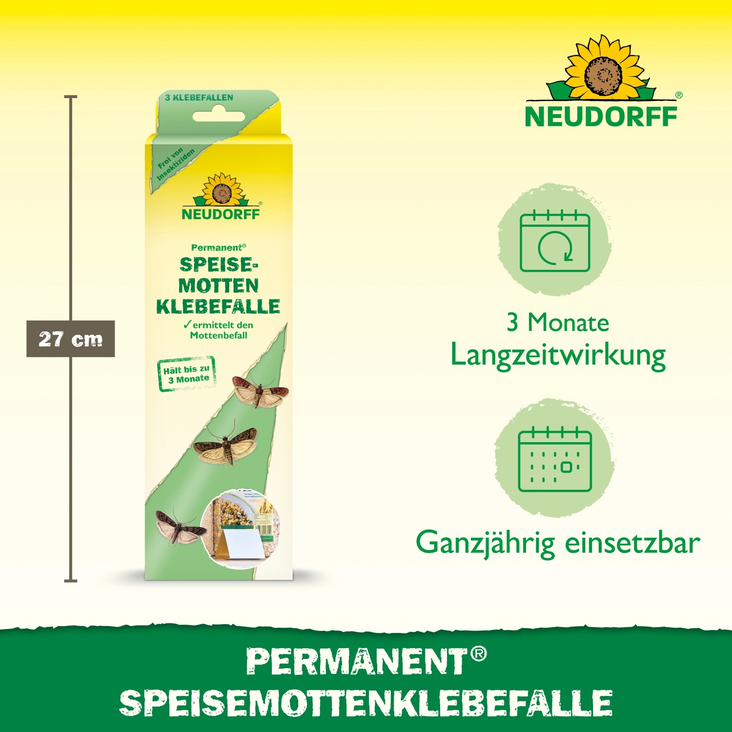 Neudorff Permanent Speisemotten-Klebefalle zur Erkennung von Lebensmittelmotten.