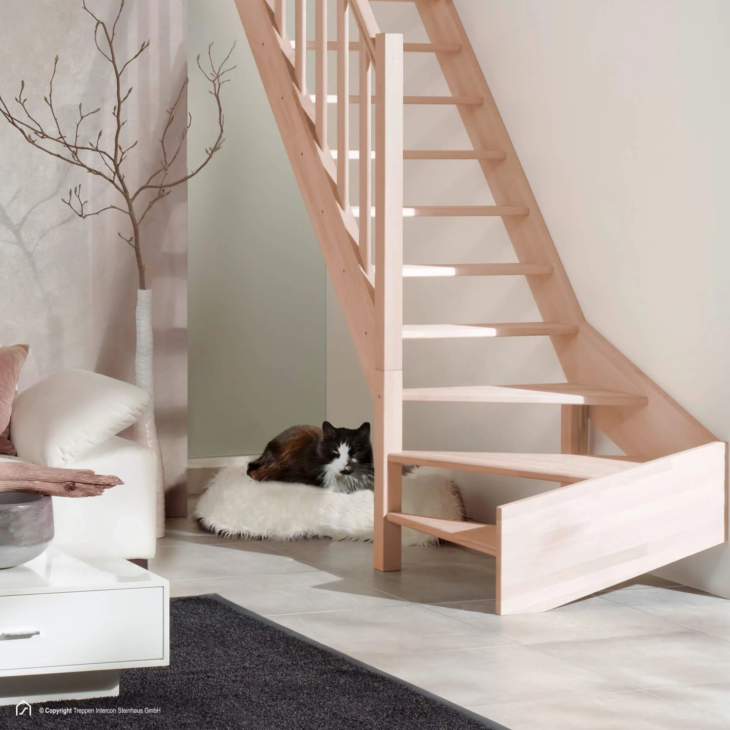 Treppen Intercon Holztreppe Casablanca Raumspartreppe Buche Naturbelassen L günstig online kaufen
