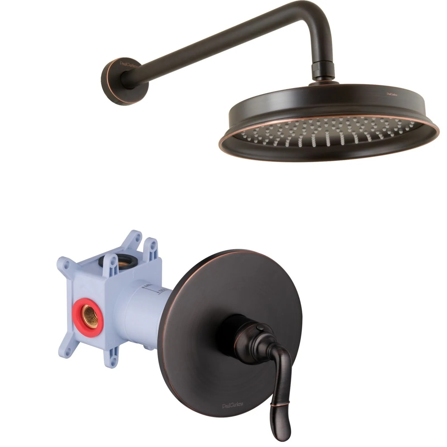 PaulGurkes Duschset Unterputz Antik Retro Schwarz Regendusche
