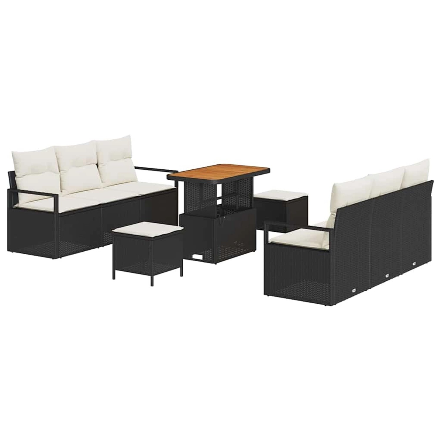 vidaXL Garten-Sofa-Set mit Kissen 9-Tlg Schwarz Poly Rattan 3362480 günstig online kaufen