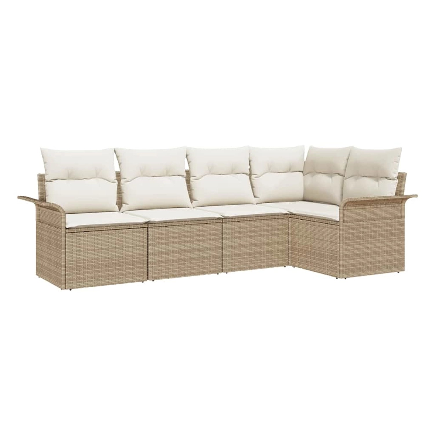 vidaXL Garten-Sofa-Set mit Kissen mit Speicher 5-Tlg Beige Poly Rattan 3354 günstig online kaufen